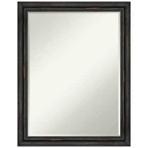 Rustic Pine Black Narrow 21.5 in. x 27.5 in. Petite Bevel Farmhouse Rectangle Wood Framed Wall Mirror in Black