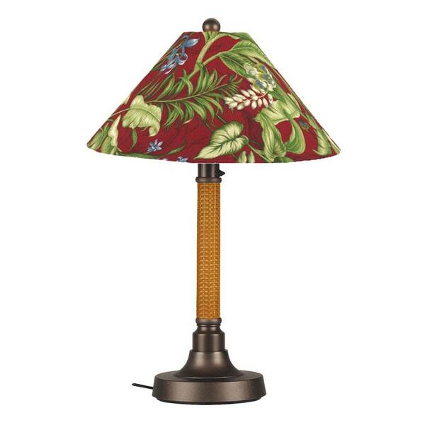 Patio Living Concepts Bahama Weave 34 in. Mocha Cream Outdoor Table Lamp with Lacquer Shade