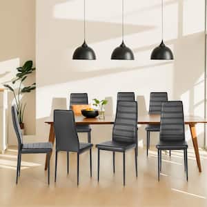 Black PU Leather Upholstered Dining Chairs with Metal Legs (Set of 4)