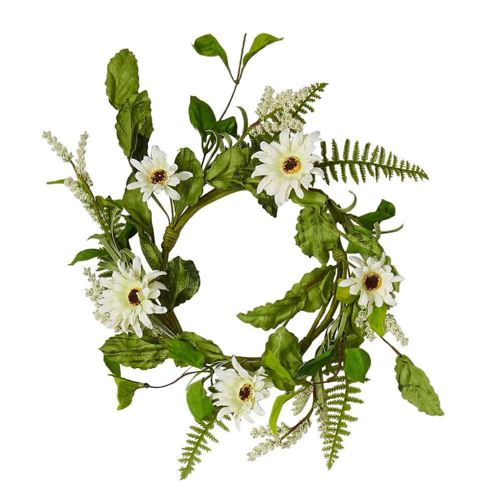 White Artificial Daisy Candle Ring (2-Set)