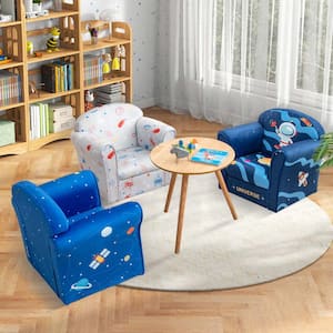Navy Kids Sofa Toddler Upholstered Armrest Chair with Solid Wooden Frame
