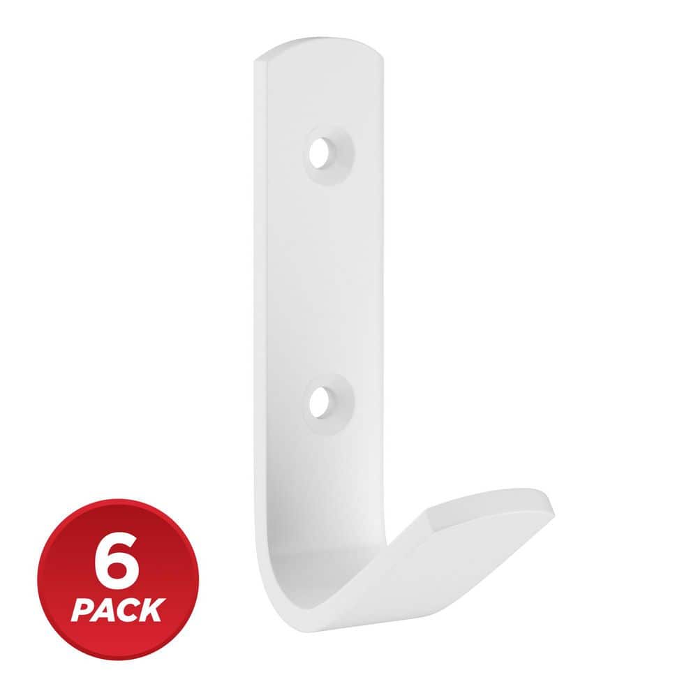 Nystrom 3-3/16 in. (81 mm) White Utility Wall Mount Hook (6-Pack