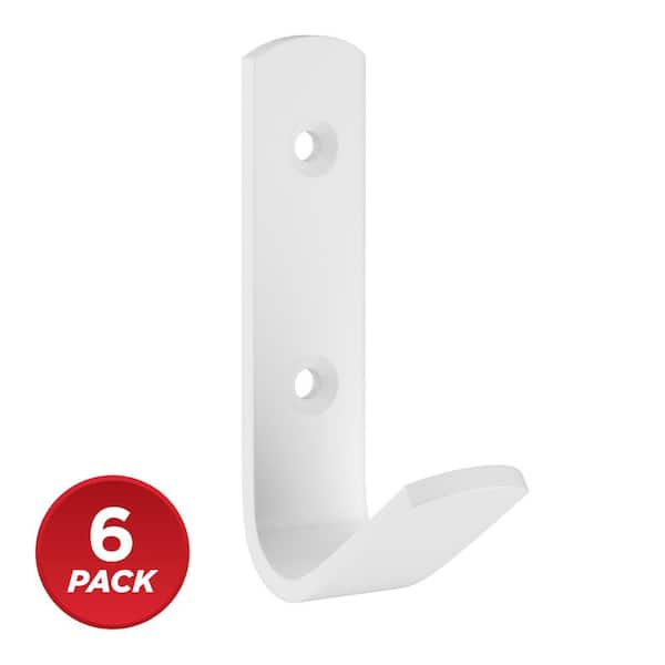 3-3/16 in. (81 mm) White Utility Wall Mount Hook (6-Pack)