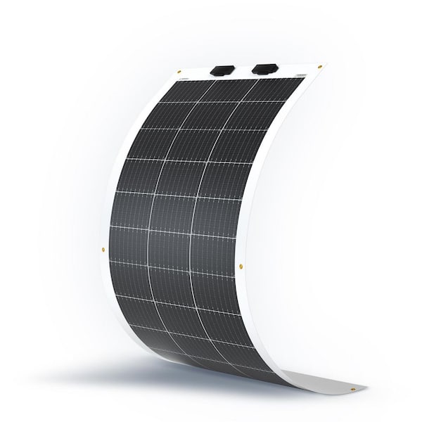 Renogy 100-Watt 12-Volt Monocrystalline Semi-Flexible Solar Panel Bendable Off-Grid Charger for Marine RV Cabin Van Car