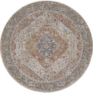Ivy Rust 8 ft. Round Boho Moroccan Area Rug