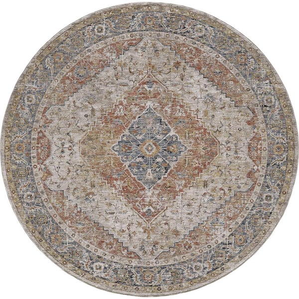 MILLERTON HOME Ivy Rust 8 ft. Round Boho Moroccan Area Rug