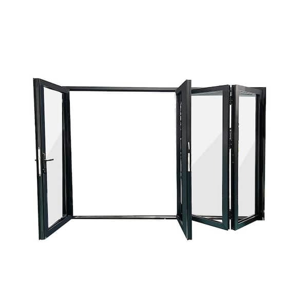 ERIS Eris 120 in. x 80 in. Left Swing/Outswing Black Aluminum Folding Patio door(1R3L)