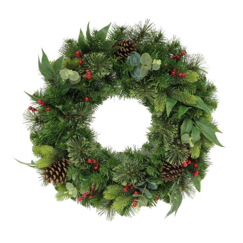 Puleo International 24 in. Decorated Artificial Christmas Wreath with