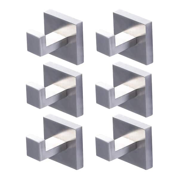 ALEASHA J-Hook Wall Mount Hook Robe/Towel Hook in Brushed Nickel 6PCS