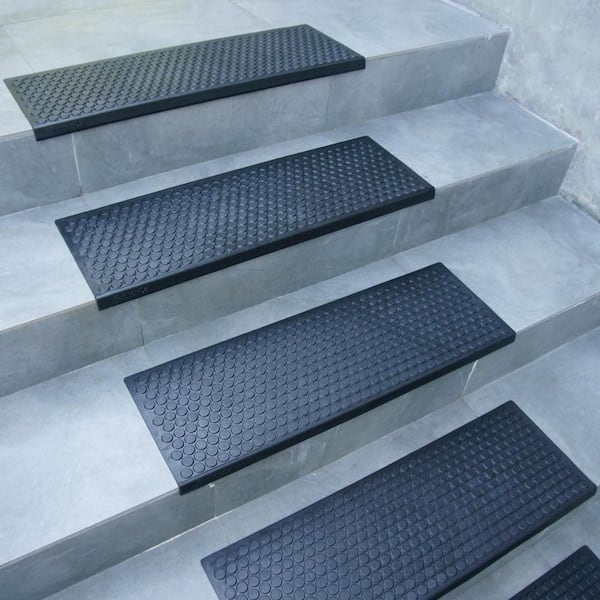 Rubber-Cal Azteca Indoor Outdoor Stair Treads Rubber Step Mats 9.75 by 29.75-in