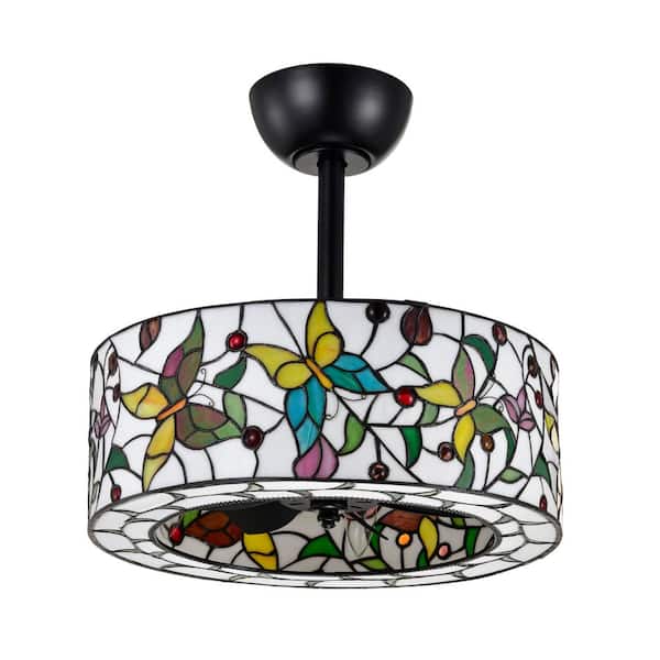Jorga 17.1 in. 6-Light Indoor Matte Black and White Finish Ceiling Fan with Light Kit