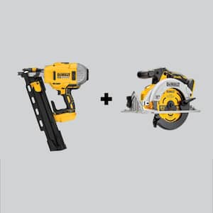 20V MAX XR Lithium-Ion Cordless Brushless 2-Speed 21° Plastic Collated Framing Nailer and 6-1/2 in. Circ Saw(Tools Only)