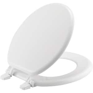 Round Closed Front Enameled Wood Toilet Seat in White