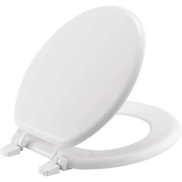 Unbranded Round Enameled Wood Closed Front Toilet Seat in White