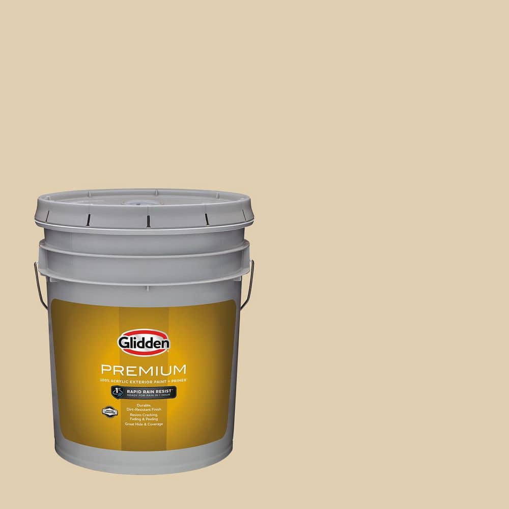 Glidden Premium 5 gal. PPG1086-3 Almond Cream Flat Exterior Latex