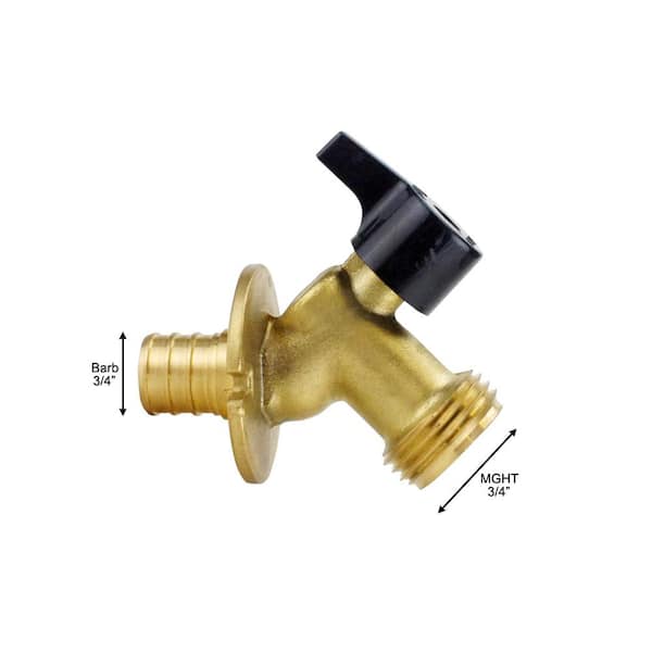 3/4" Hose Union Bib Tap Brass Outdoor Water Supply Weather-Resistant Barb 