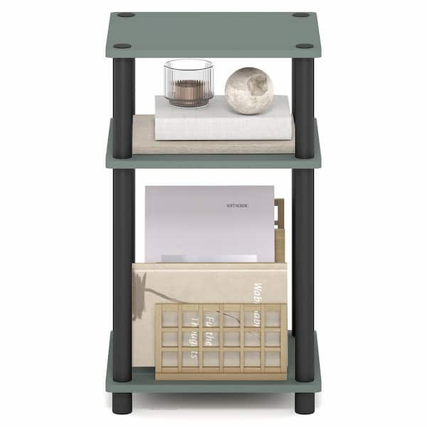 Furinno JUST 13.4 in. Sage Green/Black Rectangle Wood End Table