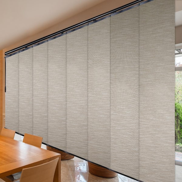 EMOH Hemp 130 in. - 175 in. W x 116 in. L Adjustable 8-Panel Black Double Rail Panel Track with 23.5 in. Slates