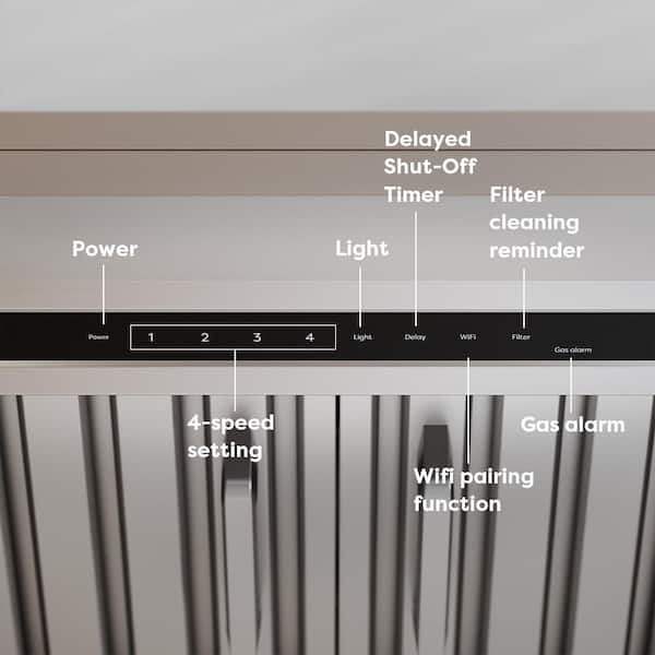 34.25 in. 600 CFM Convertible Vent Insert Range Hood in Silver with Filter Cleaning Reminders and Smart Control