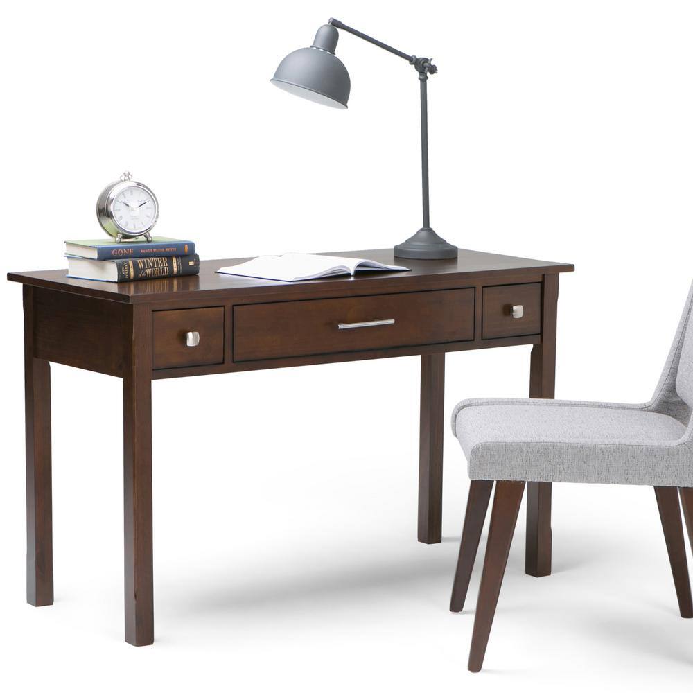 Rich Tobacco Brown Pine Wood Writing Desk with Drawers
