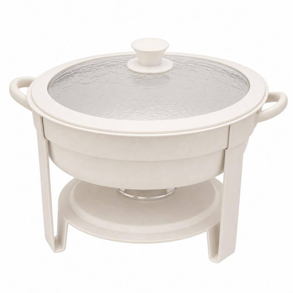 6 qt Round Stainless Steel Chafing Dish Set with White Granite Finish and Transparent Lids, Set of 4 price history on PriceWatchPro