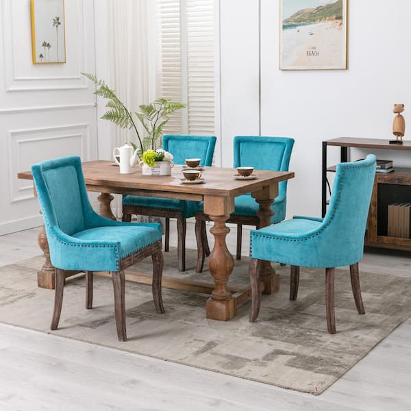 retro blue dining chairs