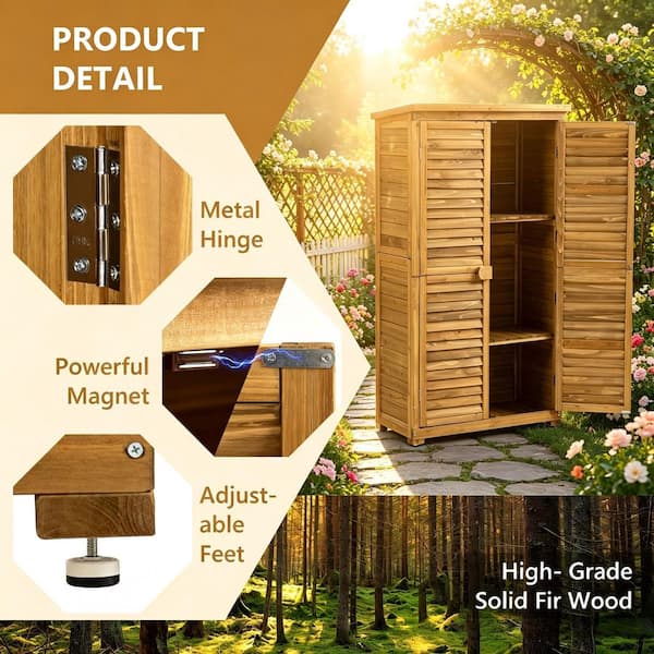34.25 in. W x 18.5 in. D x 63 in. H Natural Wood Outdoor Storage