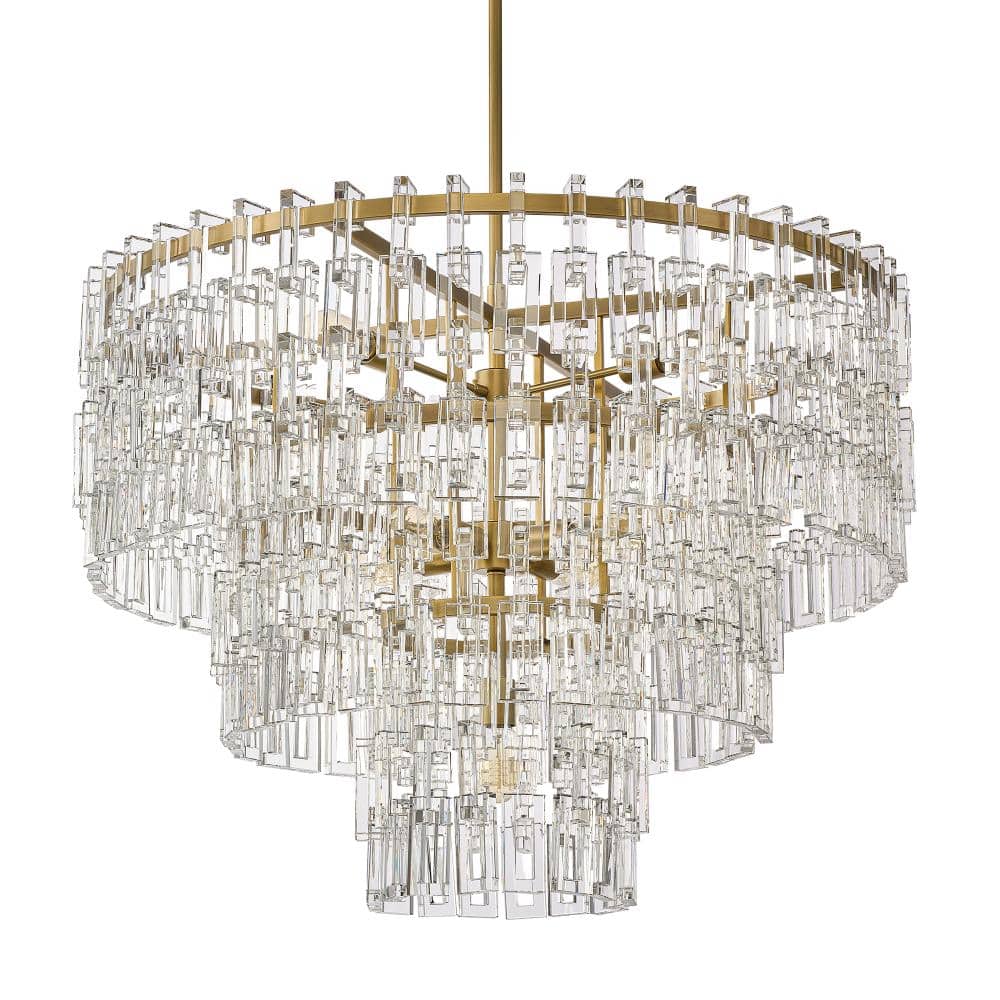 36 in. 9-Light Gold Luxury Drum Chandelier with Suspension Rods (Bulbs Included) price history on PriceWatchPro