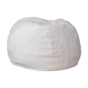 White Furry Fabric Bean Bag Chair