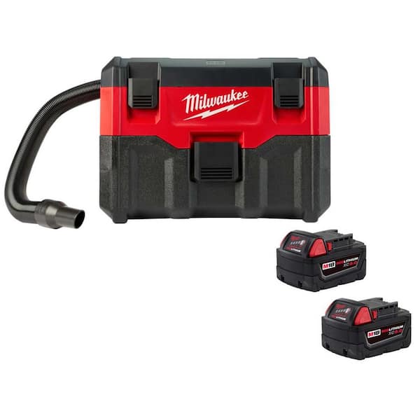 Milwaukee M18 18-Volt 2 Gal. Lithium-Ion Cordless Wet/Dry Vacuum w/(2) M18 XC Extended Capacity 5.0 Ah Battery Packs