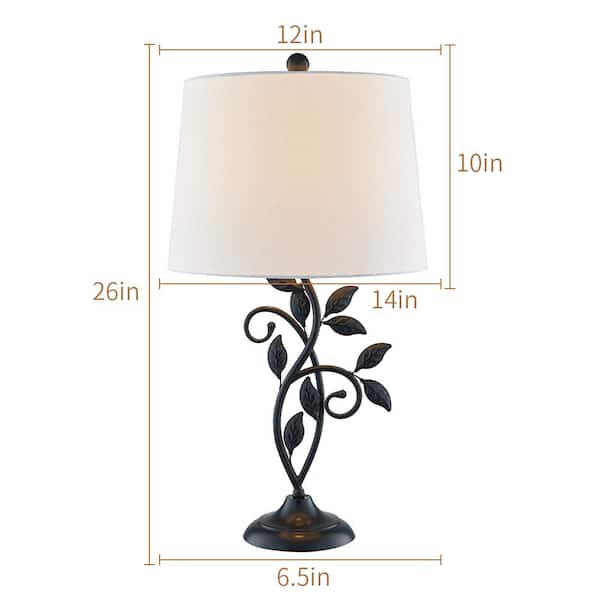 Chicago 26.75 in. H Black Tree Shape Traditional Table Lamp with Natural Linen Shade 2 Pack