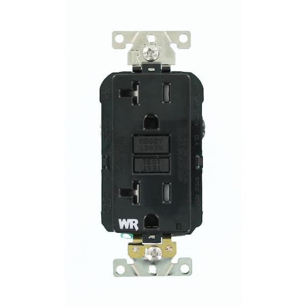 Leviton 20 Amp SmartlockPro Industrial Grade Heavy Duty Weather/Tamper Resistant GFCI Outlet, Black