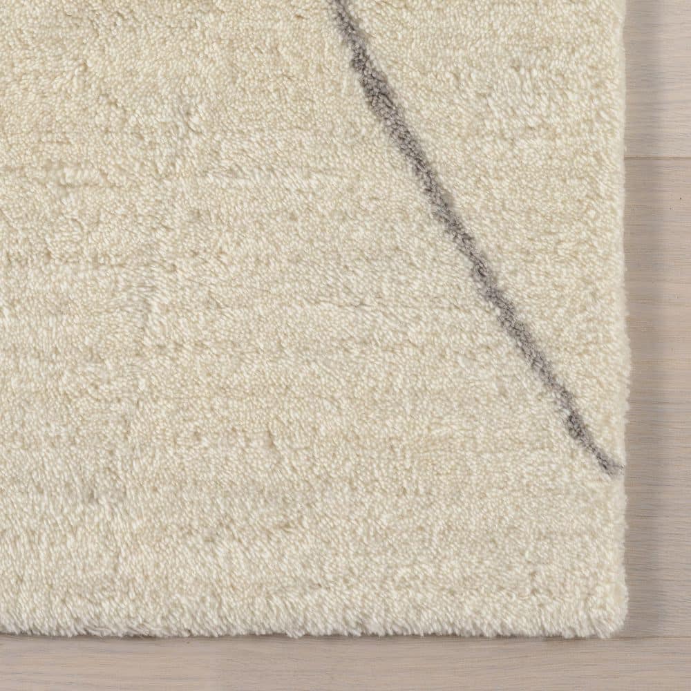 Ivory Wool Rectangular Handmade Trellis Area Rug, 3' x 5'