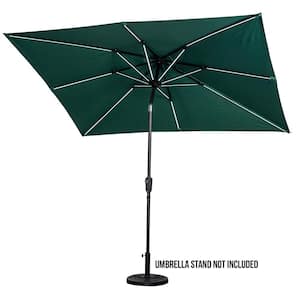 9 ft. x 7 ft. Market Rectangular Next Gen Solar Lighted Patio Umbrella in Hunter Green