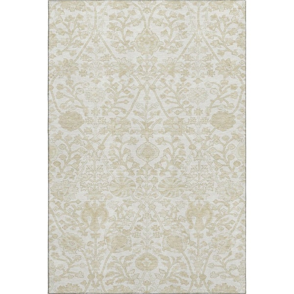 Mayfield Premium Machine Washable Abstract AMF1973 Ivory 5 ft. x 7 ft. 6 in. Area Rug