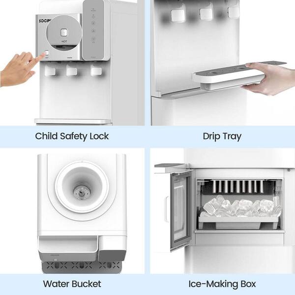 Elexnux Top Loading 3-in-1 White Hot Cold Water Cooler Dispenser