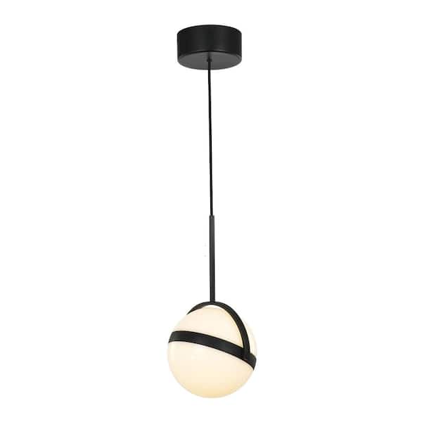ALORA Globo 7 in. 1 Light 11-Watt Matte Black Integrated LED Pendant Light