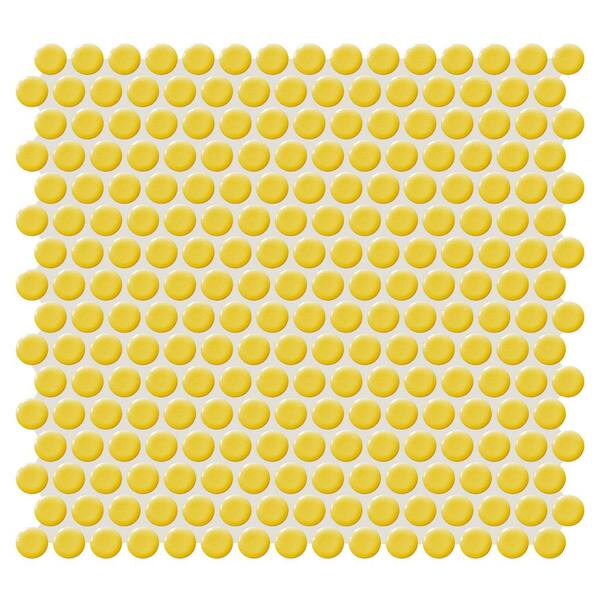 Daltile Restore Daffodil Yellow 12 in. x 12 in. Glazed Porcelain Penny Round Mosaic Tile (900 sq. ft./Pallet)