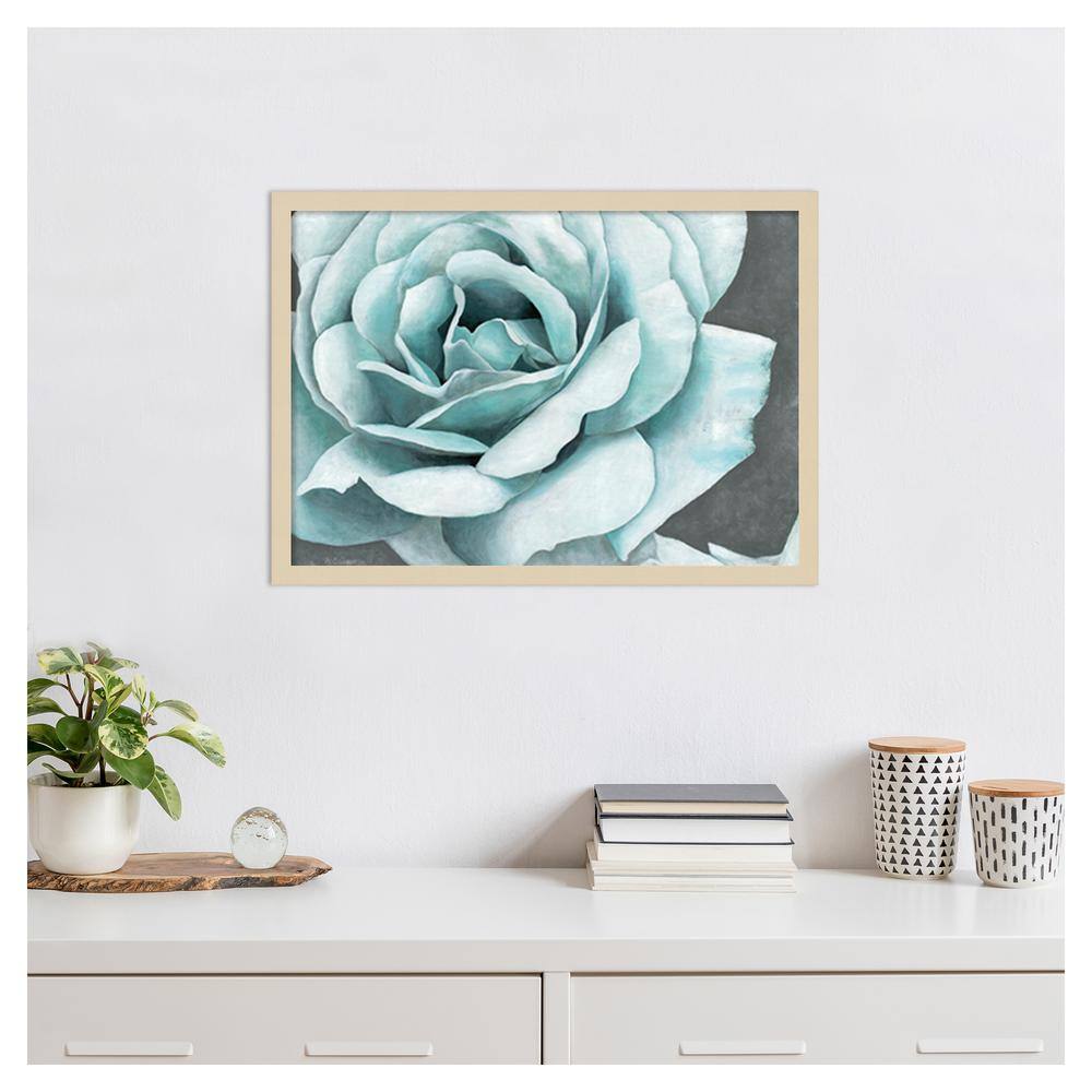 Svelte Natural Framed Blue Rose Bloom Graphic Art Print
