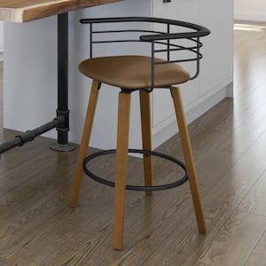 Colt 26 in. Beige & Black Tweed Fabric/Black Metal Swivel Counter Stool