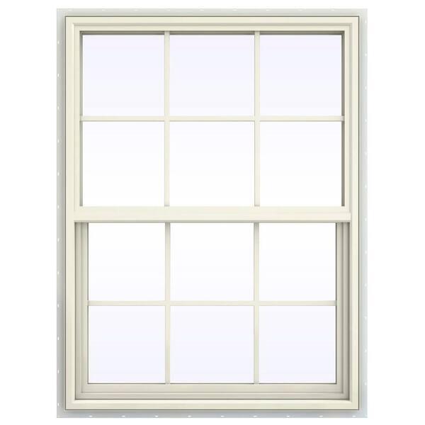 JELD-WEN 35.5 in. x 47.5 in. V-4500 Series Single Hung Vinyl Window with Grids - Yellow