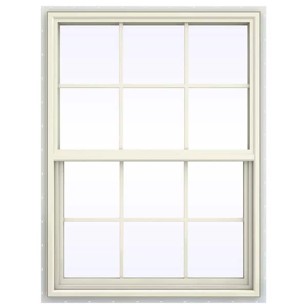 JELD-WEN 35.5 in. x 53.5 in. V-4500 Series Single Hung Vinyl Window with Grids - Yellow