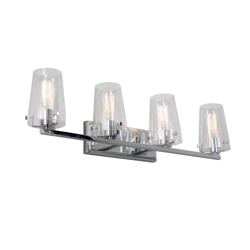 Home Decorators Collection Creek Crossing 33.75 in. 4-Light Chrome Industrial Bathroom Vanity Light with Clear Glass Shades -  KNR1304AX-01/CR