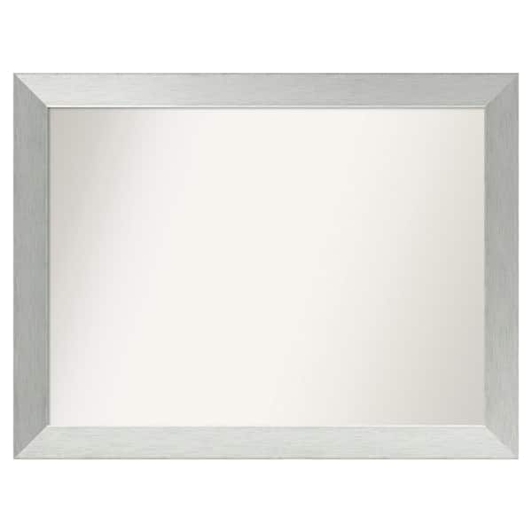 Amanti Art Brushed Sterling Silver 34 in. x 26 in. Custom Non-Beveled Wood Framed Bathroom Vanity Wall Mirror