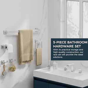 5-Piece Bath Hardware Set with Mounting Hardware in Brushed Nickel