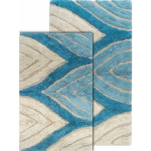 Davenport 21 in. x 34 in. and 24 in. x 40 in. 2-Piece Bath Rug Set in Aquamarine
