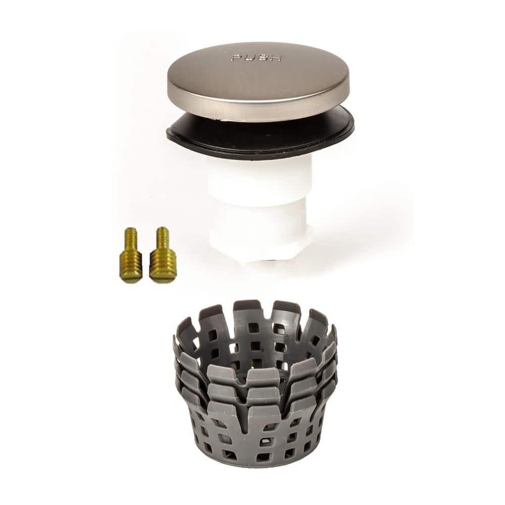 Fits 3/8 in. and 5/16 in. TubSTRAIN Universal Toe Touch Hair Catcher Bathtub Drain Stopper in Brushed Nickel price history on PriceWatchPro