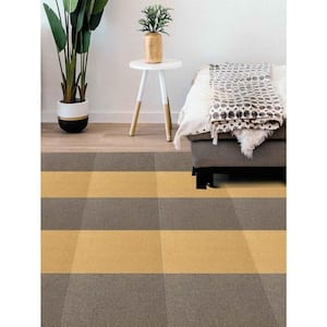 Black white and beige tile vinyl carpet tile mat - TenStickers