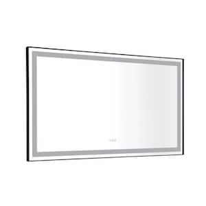 84 in. W x 48 in. H Large Rectangular Aluminium Framed Dimmable Wall Bathroom Vanity Mirror in White