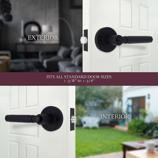 Woodcliff Matte Black Keyed Entry Door Lever Featuring Dual Keyway